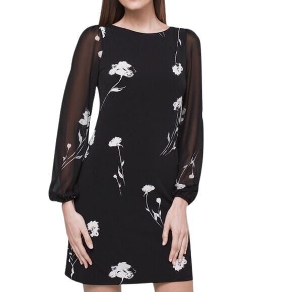 White House Black Market Dresses & Skirts - White House Black Market Long Sleeve Chiffon Sleeve Shift Dress Size Medium